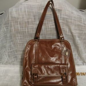 New-brown leather pocketbook-by Christine degenaro